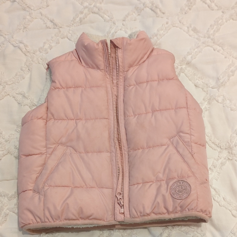GAP Pink Quilted Vest with High Collar